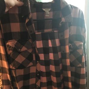 Forever 21 Pink and Black Flannel
